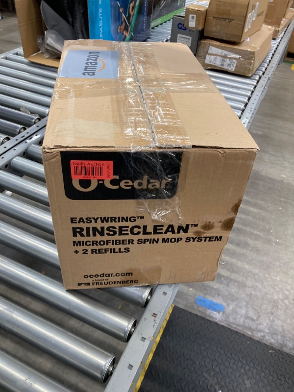 Photo 1 of O-Cedar EasyWring RinseClean Microfiber Spin Mop & Bucket Floor Cleaning System with 2 Extra Refills, Grey RinseClean Spin Mop & Bucket + 2 Extra Refills