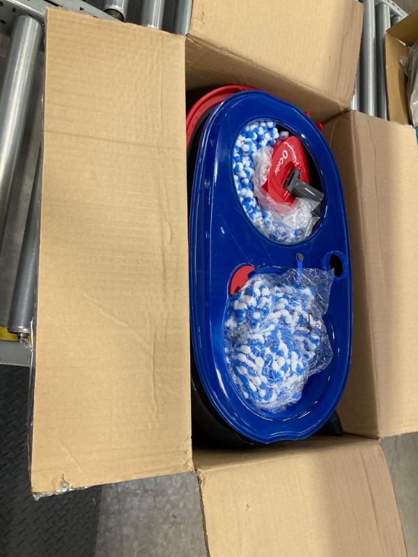 Photo 1 of O-Cedar EasyWring RinseClean Microfiber Spin Mop & Bucket Floor Cleaning System with 2 Extra Refills, Grey RinseClean Spin Mop & Bucket + 2 Extra Refills