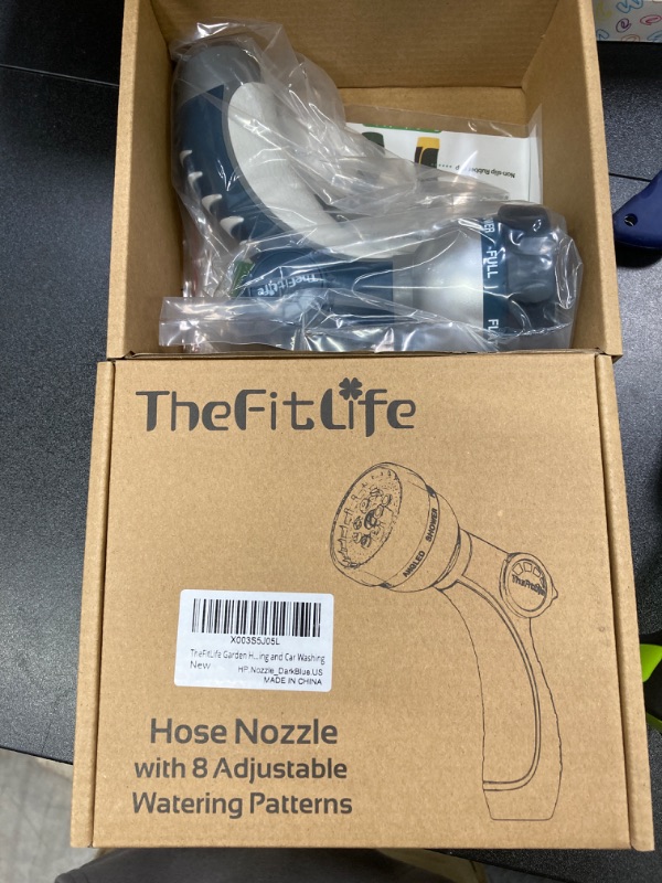 Photo 2 of 2 PACK BUNDLE//TheFitLife Garden Hose Nozzle Sprayer - Integrated Water Nozzle with 8 Adjustable Watering Patterns, Leak Proof, Water-saving, Anti-slip, Easy Control for Watering Plants, Car Washing (Dark blue)