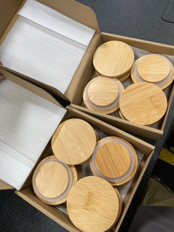 Photo 2 of 2 PACK BUNDLE//NIKISHAP Yogurt Jar Lids, 8 Pcs Oui Lids - Natural Bamboo Wood Lids with Silicone Sealing Rings, suitable for mason Jars, Yogurt Jars, Salt Jars, and Coffee Jars