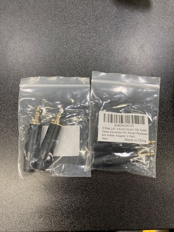 Photo 1 of 2 PACK BUNDLE///3 Pole 1/8" 3.5mm Solder DIY Audio Cable Connector for Repair Replacement Solder Adapter, Solder DIY Audio Cable Connector (2 Pack)