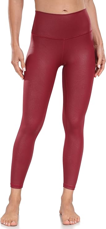 Photo 1 of YUNOGA Women's High Waisted Matte Faux Leather Leggings Tummy Control 7/8 Length Stretch Pleather Pants