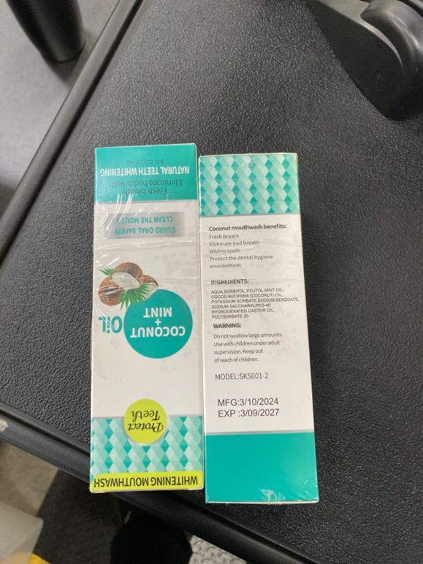 Photo 2 of 2 PIECE BUNDLE! Coconut Pulling Oil,Mint Oil Pulling Mouthwash,Mouthwashes for Fresh Breath,Teeth Whitening,Gum Health,Antigingivitis Oral Rinseï¼ˆCoconut Mint Flavorï¼‰, Transparent