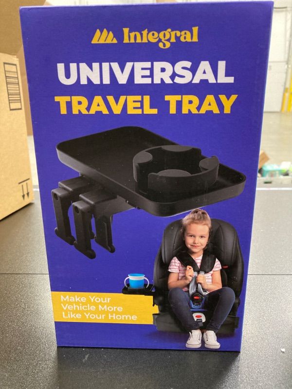 Photo 2 of Adjustable Travel Tray - Universal Quick Attach Clamps for Car Seats, Strollers, Arm Rests, Wagons - Car Seat and Stroller Organizer