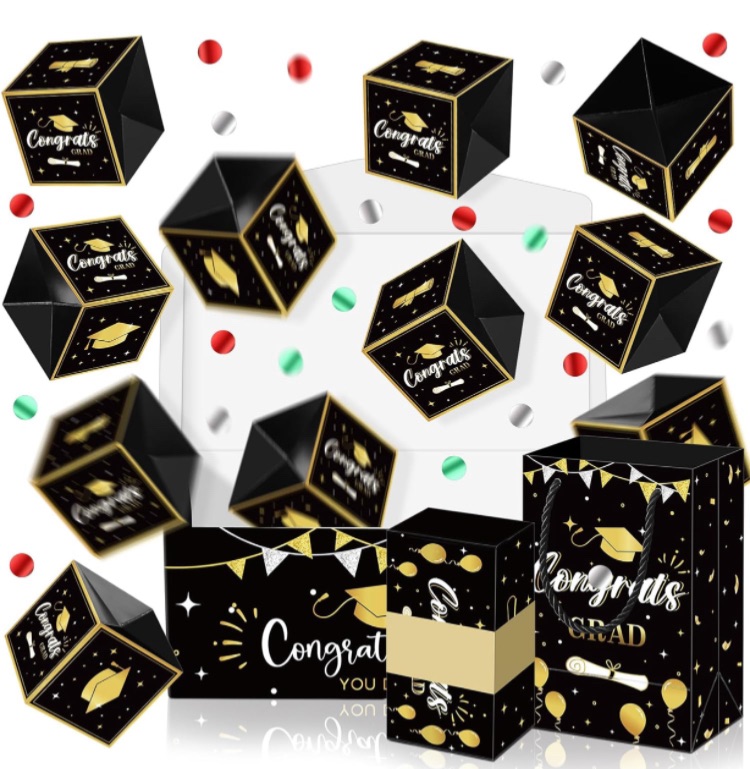 Photo 2 of 2 PIECE BUNDLE! 18 Pcs Graduation Explosion Money Gift Boxes 15 Bounces Exploding Money Boxes with Confetti Class of 2024 Pop out Cash Holder for High School College Graduates Party Supplies