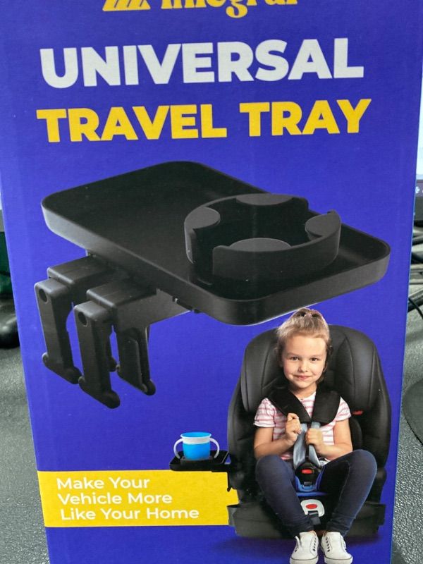 Photo 2 of Adjustable Travel Tray - Universal Quick Attach Clamps for Car Seats, Strollers, Arm Rests, Wagons - Car Seat and Stroller Organizer