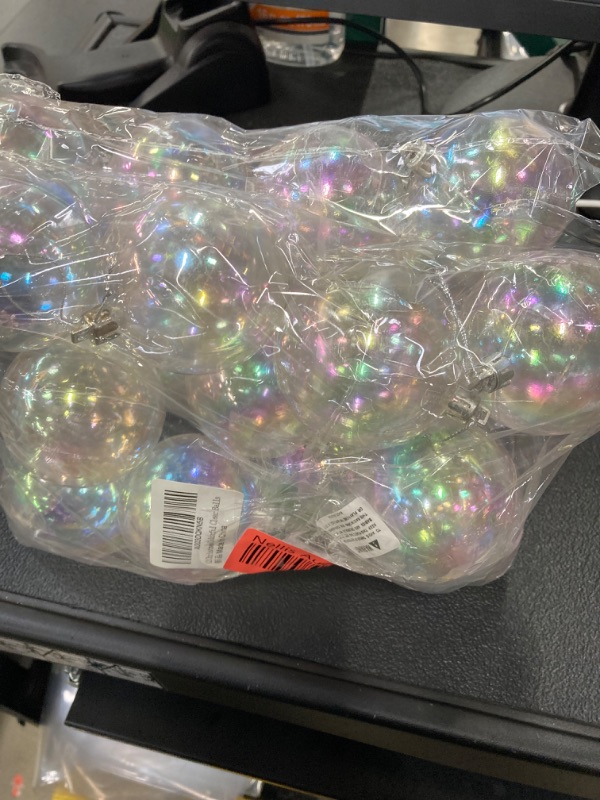 Photo 2 of 2 piece bundle! 12Pcs Christmas Iridescent Ornaments,Neioaas Shatterproof Christmas Rainbow Ball Hanging Filled Ornaments Xmas Tree DIY Wedding Birthday Party Supplies(Clear Rainbow, 50mm