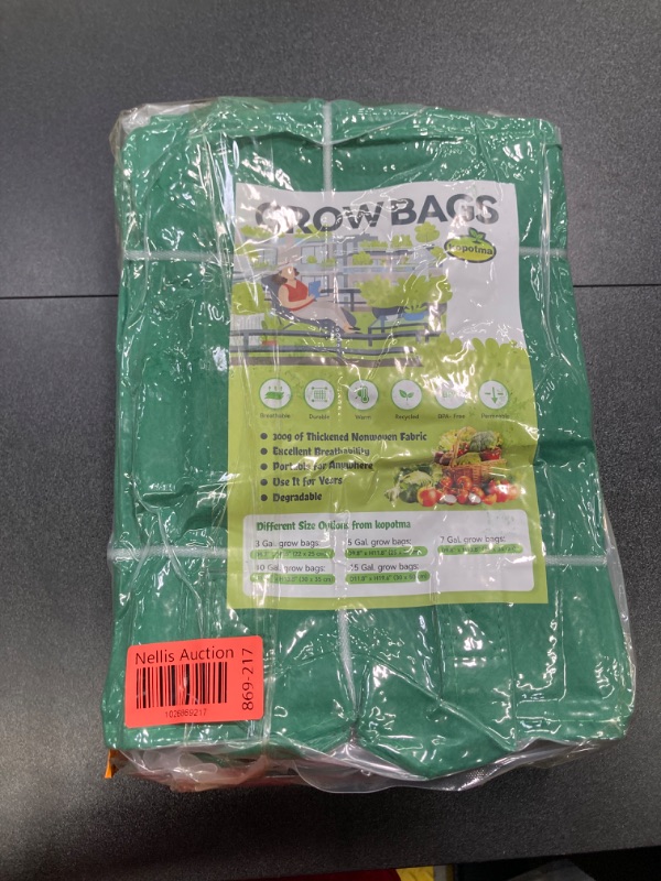 Photo 2 of 10 Gallon Grow Bags, Grow Bags 10Gal Fabric Plant Grow Bags Fabric Planters Garden Bgas Fabric Pots Tomato Planter Bags, 5-Pack, Green 10Gal*5 Green