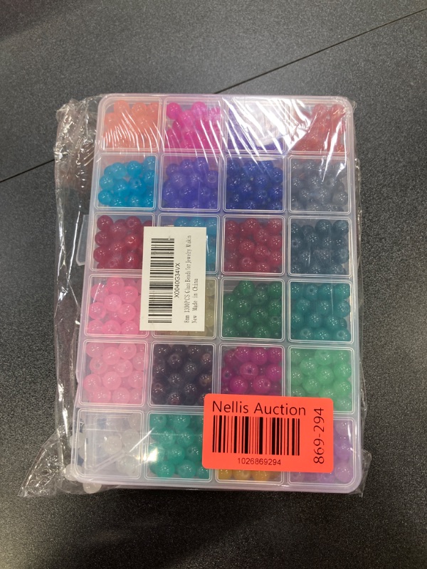 Photo 1 of 1300PCS 8mm Glass Beads for Jewelry Making, 24 Colors Glass Beads for Bracelet Making kit, Crystal Beads for Bracelets, Jade Round Beads for Girl Women Men