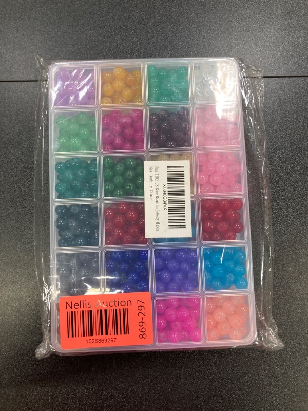 Photo 1 of 1300PCS 8mm Glass Beads for Jewelry Making, 24 Colors Glass Beads for Bracelet Making kit, Crystal Beads for Bracelets, Jade Round Beads for Girl Women Men