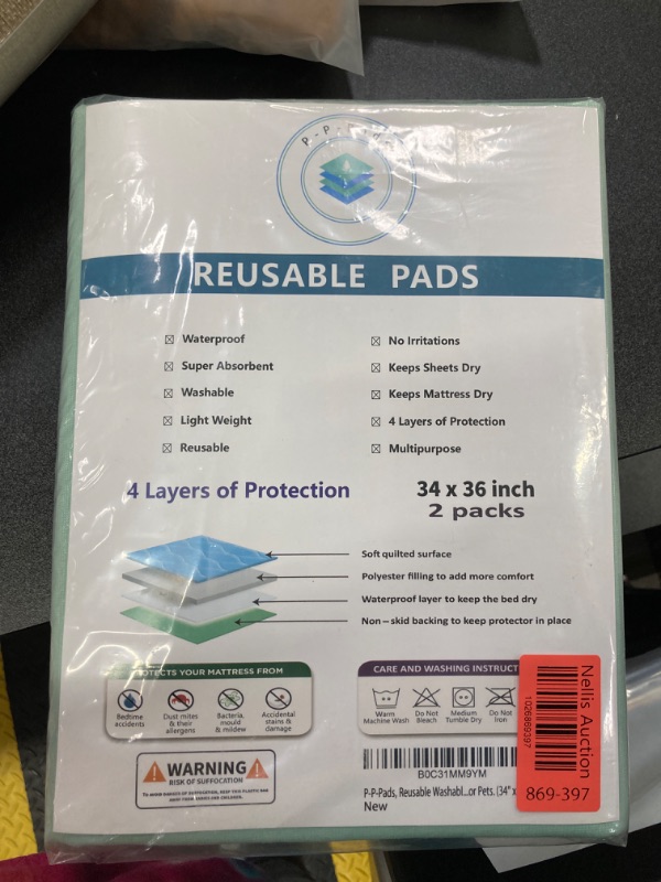 Photo 2 of [2 per Pack] 34" x 36" Adults, Seniors, Kids or Pets, Reusable Washable Heavy Absorbent Incontinence Pads. Leak Proof Protection Pad for Your Bed, Flooring, or Furniture (Green), 2 per Pack 34" x 36" Green