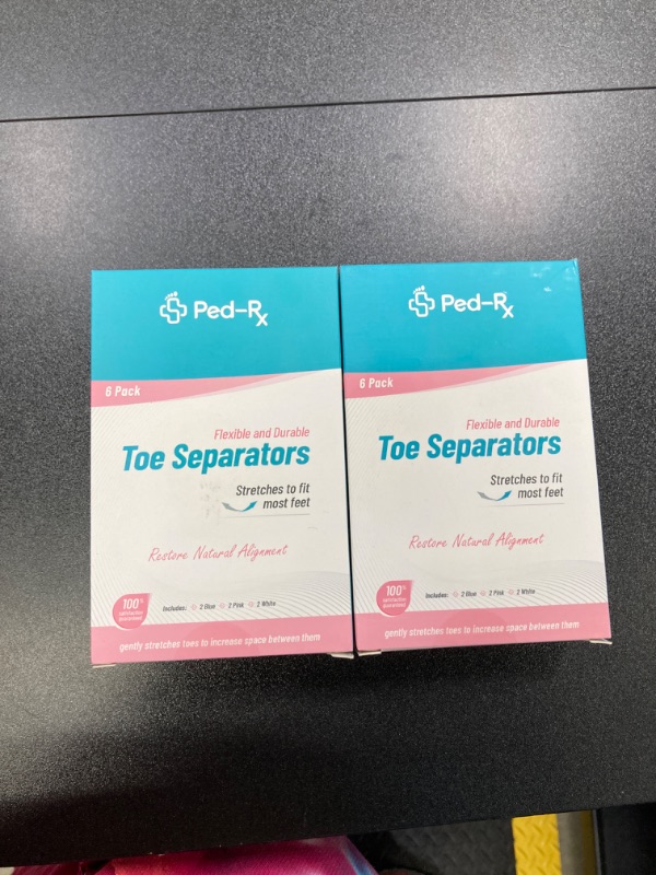 Photo 2 of 2 PACK BUNDLE///[3 pairs] Ped-Rx Toe Separators to Restore Natural Alignment - [Toe Spacers -Spreaders - Stretchers] - Universal Size - (Blue/Pink/White)