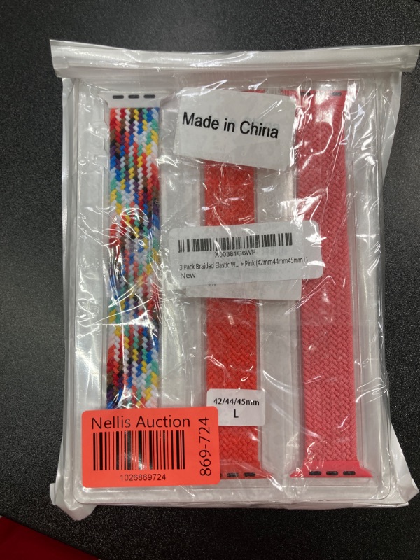 Photo 3 of 2 PACK BUNDLE///3 Pack Compatible with Watch Band 49mm 45mm 44mm 42mm 41mm 40mm 38mm, Braided Elastic Women and Men Solo Loop Sport Strap Compatible for Watch Series8 7 6 5 4 3 2 1 SE Rainbow + Orange + Pink 42mm/44mm/45mm/49mm-L