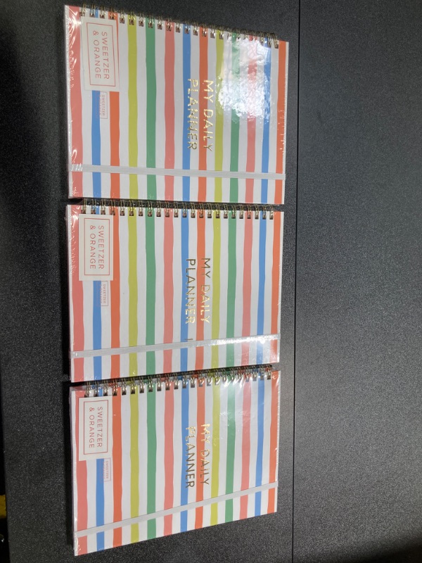 Photo 2 of 3 PACK BUNDLE///S&O Undated Planner with Meal, A5 Habit & Routine Tracker, Daily To Do List-Daily Planner Goal Agenda Abstract Notebook Organizer for 2023, Students, College, Work, ADHD, Fitness, Productivity Candy Stripes