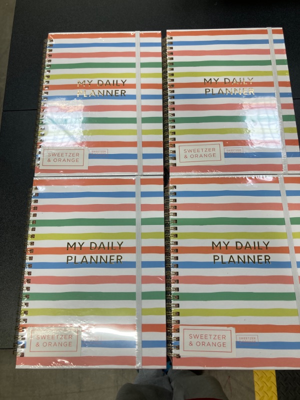 Photo 2 of 4 PACK BUNDLE///S&O Undated Planner with Meal, A5 Habit & Routine Tracker, Daily To Do List-Daily Planner Goal Agenda Abstract Notebook Organizer for 2023, Students, College, Work, ADHD, Fitness, Productivity Candy Stripes