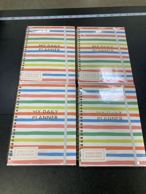 Photo 2 of 4PACK BUNDLE///S&O Undated Planner with Meal, A5 Habit & Routine Tracker, Daily To Do List-Daily Planner Goal Agenda Abstract Notebook Organizer for 2023, Students, College, Work, ADHD, Fitness, Productivity Candy Stripes