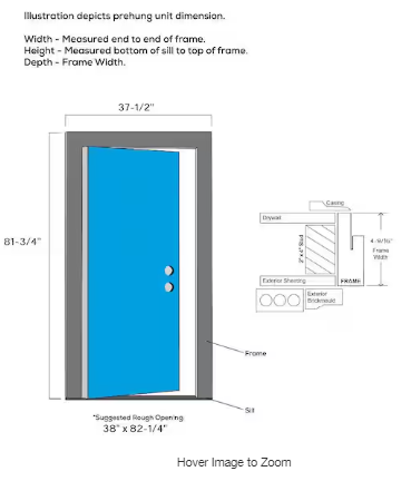 Photo 2 of 36 in. x 80 in. Left-Hand Inswing 6-Lite Clear 2-Panel Shaker Painted Fiberglass Smooth Prehung Front Door with Shelf
