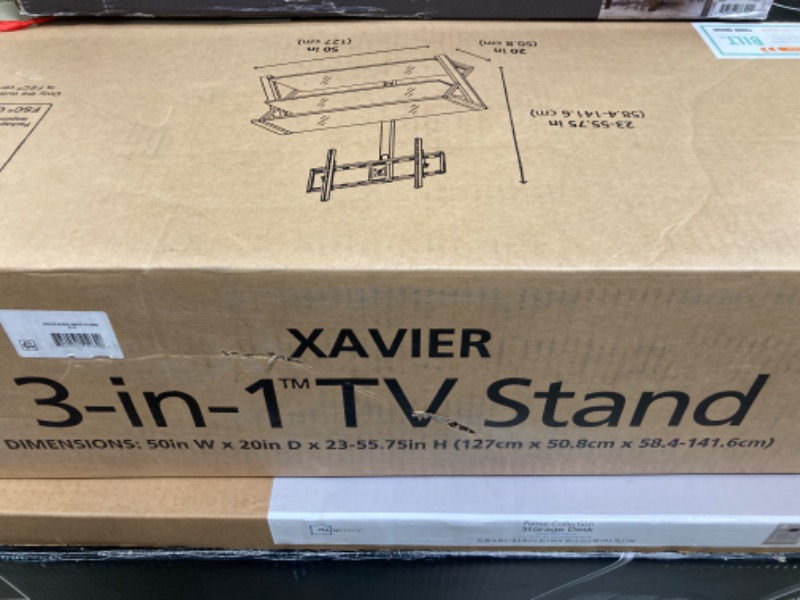 Photo 3 of Whalen Xavier 3-in-1 TV Stand for TVs up to 70", with 3 Display Options for Flat Screens, Black with Silver Accents