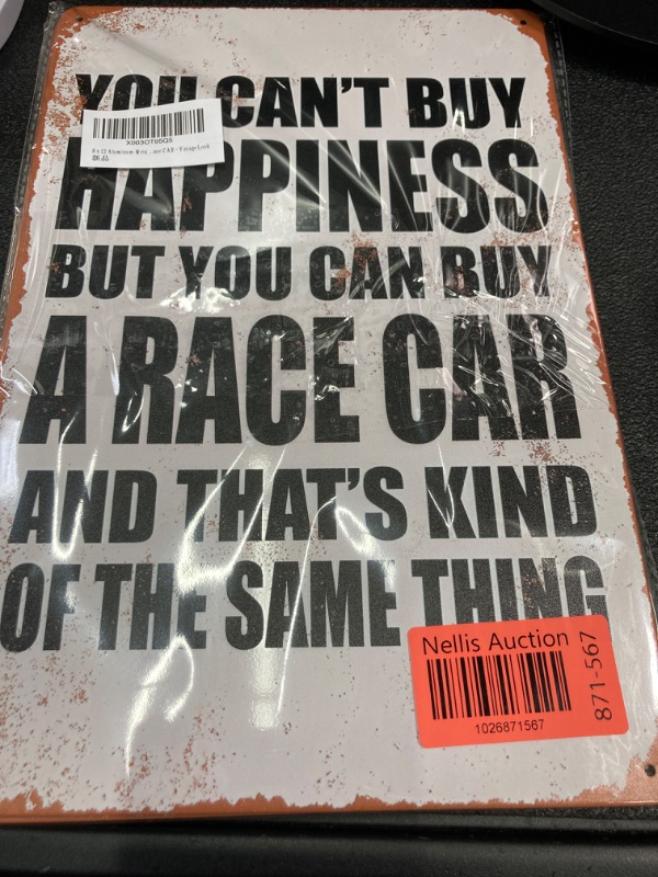 Photo 1 of ***2 PACK*** Sokomurg Sign You Can't Buy Happiness BUT You CAN Buy A RACE CAR Funny Art Metal Tin Sign 16x12 Inch Bar Pub Indoor Outdoor Wall Decor Gifts for Man