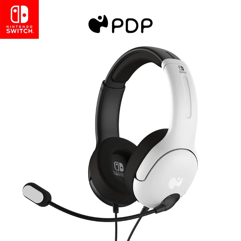 Photo 1 of PDP Gaming AIRLITE Stereo Headset with Mic for Nintendo Switch/Switch Lite/OLED - Wired Power Noise Cancelling Microphone, Lightweight, Soft Comfort On Ear Headphones (Black & White)
