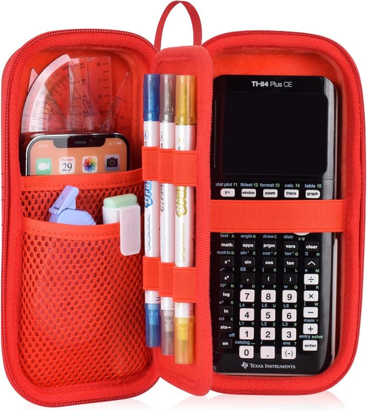 Photo 1 of EVA Hard Case Compatible with Texas Instruments TI-Nspire CX II/TI-NSPIRE CX-II CAS,Portable Case for TI-84 Plus/TI-84 Plus CE/TI-83 Plus/TI-85/TI-89 Color Graphing Calculator - Red
