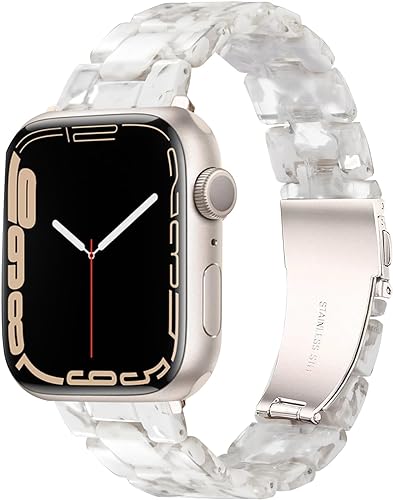 Photo 1 of HOPO Compatible With Apple Watch Band 38mm 40mm 41mm 42mm 44mm 45mm 49mm Thin Light Resin Strap Bracelet With Stainless Steel Buckle Replacement For iWatch Series SE Series 9 8 7 Ultra 6 5 4 3 2 1 for Women Men
