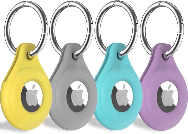 Photo 1 of 4 Pack AirTag Holder Compatible with AirTag,AirTag Case with Keychain, Multi-Color Protective Silicone AirTag Tracker Cover for Kids, Wallet, Keys, Pets Collar, Luggage, Backpacks and More
