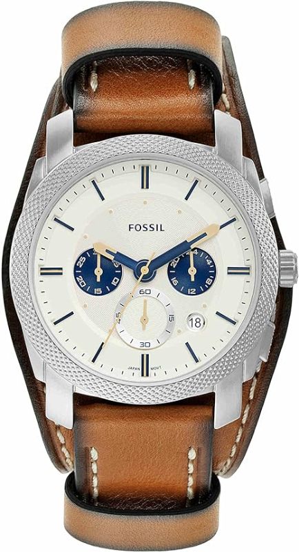 Photo 1 of Fossil Machine Men's Watch with Stainless Steel or Leather Band, Chronograph or Analog Watch Display
