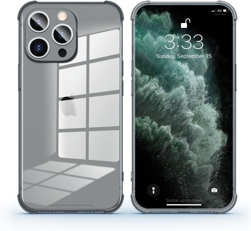 Photo 1 of iPhone 13 Pro Silicone Case, 6.1inch iPhone 13 Pro Case, Soft Shockproof iPhone 13 Pro Cover-Clear Black