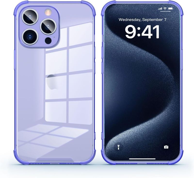 Photo 1 of  iPhone 14 Pro Max Case, 6.7inch Drop Protection Silicone Case for iPhone 14 Pro Max iPhone Cover-Clear Purple