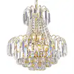 Photo 1 of 15.7 in. 6-Light Gold Modern K9 Clear Crystal Chandelier for Living Room Bedroom with No Bulbs Included
