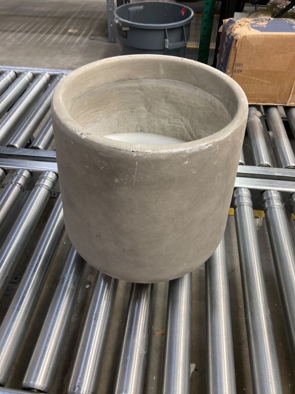 Photo 5 of 17.3 in., 13.4 in. & 10.6 in. H Round Weathered Concrete Planter, Outdoor Indoor Large Containers w/Drainage Holes Set-3