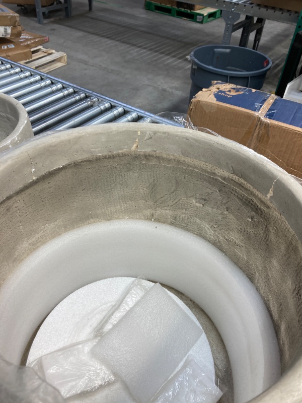 Photo 3 of 17.3 in., 13.4 in. & 10.6 in. H Round Weathered Concrete Planter, Outdoor Indoor Large Containers w/Drainage Holes Set-3