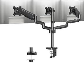 Photo 1 of MOUNT PRO Triple Monitor Mount, 3 Monitor Desk Arm fits Three Max 27" LCD Computer Screens, up to 19.8lbs Each, Premium Gas Spring Monitor Stand with Tilt Swivel Rotation, Vesa Mount 75x75,100x100