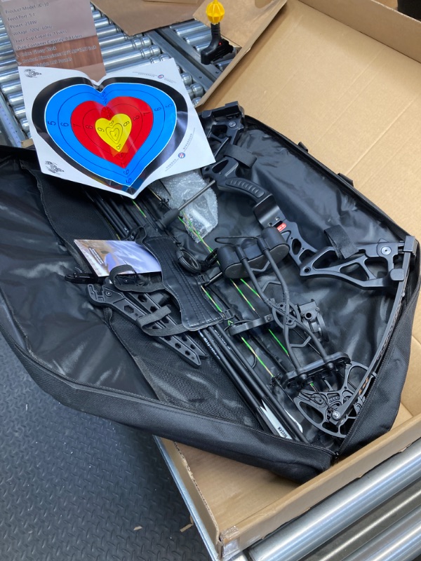 Photo 1 of Lightweight Compound Bow Package Fully Adjustable for Adults and Teens,23.5"-31" Draw Length,0-70LBS Draw Weight,Up to 320 FPS,Limbs Made in USA,Hunting Bow Archery Set Black-Bag-PRO