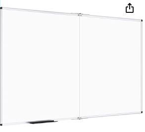 Photo 1 of VIZ-PRO Large Dry Erase White Board/Magnetic Foldable Whiteboard, 48 X 48 Inches, Silver Aluminium Frame