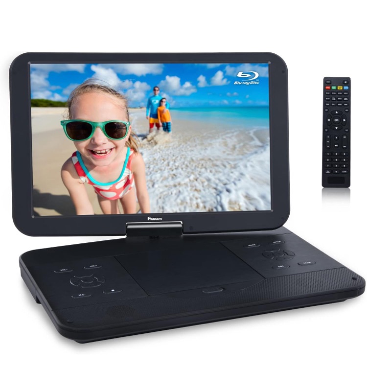 Photo 1 of NAVISKAUTO 17.5" Portable Blu-Ray DVD Player with 15.4" 1920X1080 HD Large Screen, 4000mAh Rechargeable Battery, Support HDMI in/Out, USB/SD Card Reader, MP4 Video Playback