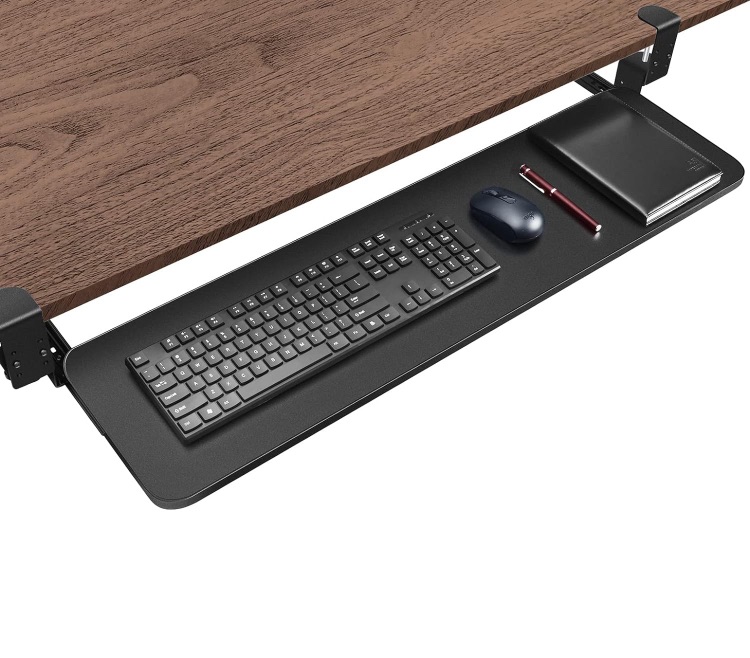 Photo 1 of 36'' Extra Large Keyboard Tray, No Screw Long Adjustable Height Long Under Desk Pull Out Keyboard Drawer with C Clamp (Black)