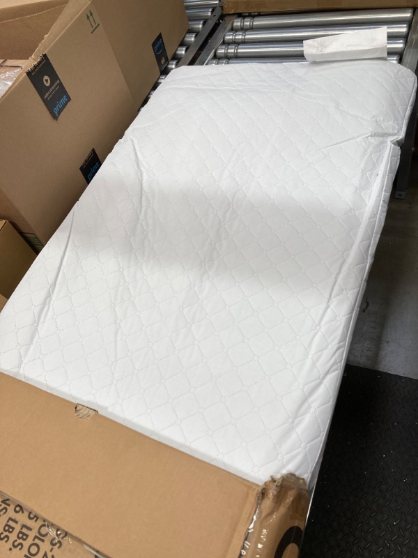 Photo 2 of Dream On Me Holly 3” Fiber Portable, Greenguard Gold Certified, Waterproof Vinyl Cover, Lightweight Mini Crib Mattress, White