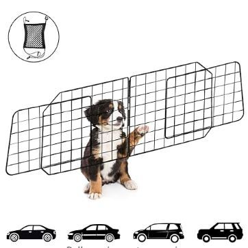 Photo 1 of Urban Deco Dog Car Barriers—Heavy Duty Adjustable Wire Pet Cars Barrier with Front Seat Mesh in Black—Safety Travel Dividers Fence for Vehicles, SUV, Cars.