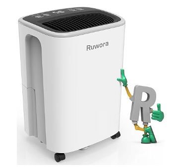 Photo 1 of Dehumidifier 2500 Sq.Ft 30 Pint, Dehumidifiers with Drain Hose, 0.66 Gallon Water Tank, RUWORA Dehumidifiers for Home Basement Bedroom Bathroom, Overflow Protection, 24H Timer