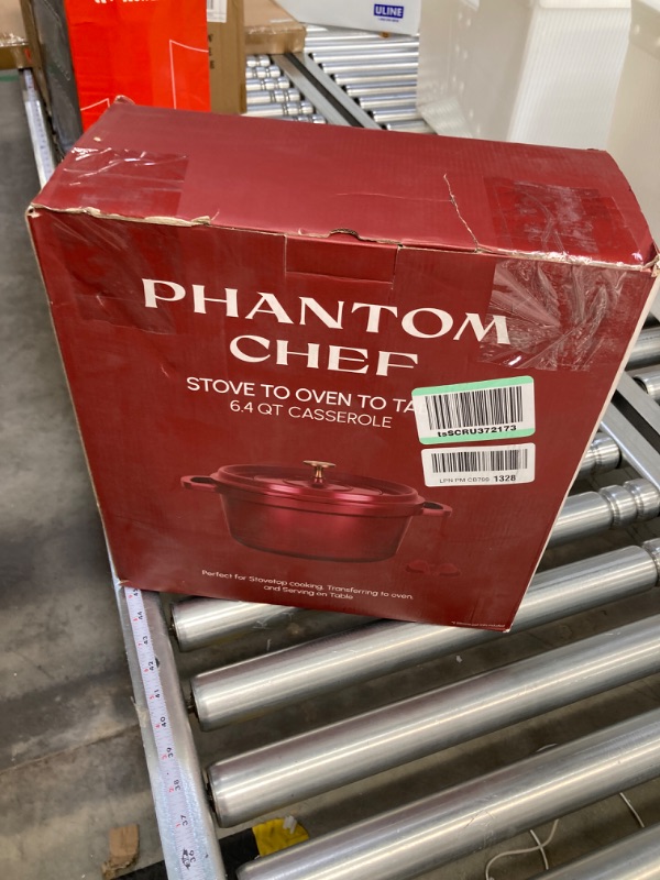 Photo 3 of PHANTOM CHEF 6.4 QT Dutch Oven Pot with Lid,Non-Stick Ceramic Coating,with Dual Handles & Handle Covers,PTFE & PFOA Free,Induction Compatible,Dishwasher & Oven Safe,Easy to Clean (6.4 QT, Navy) 6.4 QT BURGUNDY