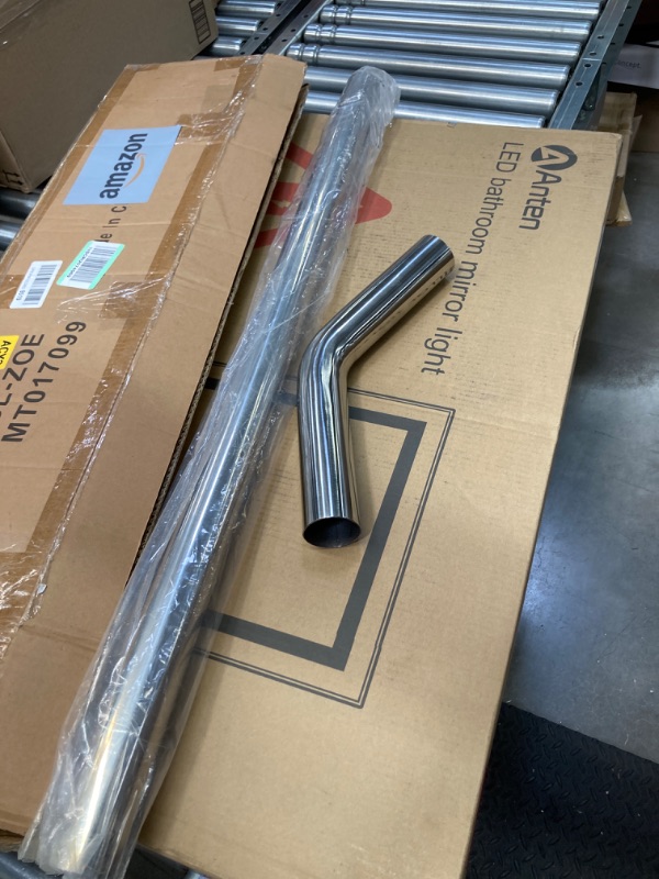 Photo 2 of 3 Inch DIY Custom Mandrel Exhaust Pipe Tube Pipe, 39 1/2 Inch Straight Pipe, 14 1/8''OD Straight & Mandrel Bend Pipe(45/90 Degree) Kits, T304 Stainless Steel, Universal Fitment - 3PCS