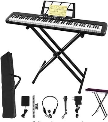 Photo 1 of Digital Piano Keyboard 88 Keys, Portable Electric Piano Semi Weighted Key (Not Full-Sized) for Teaching or Beginner, with Power Supply, Stand, Sustain Pedal, Carrying Case, Dust Shield etc.