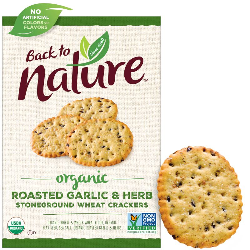 Photo 1 of *** BUNDLE X 3 *** Back to Nature Organic Stoneground Wheat Crackers, Roasted Garlic & Herb - Dairy Free, Non-GMO, Made with Whole Grains & Flax Seed, Delicious & Quality Snacks, 6 Ounce? Roasted Garlic & Herb 6 Ounce (Pack of 1). BEST BY JUL 26/24