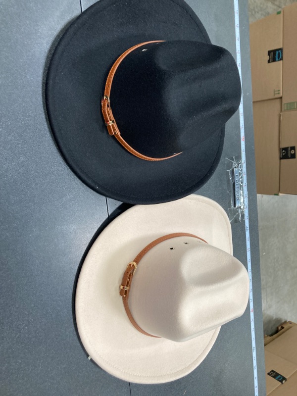 Photo 2 of ***SEE PHOTOS FOR COLORS***2 PACK Cowboy Hat Felt Wide Brim Cowgirl Hats with Belt Classic Outdoor Western Hats for Women Men Adults
