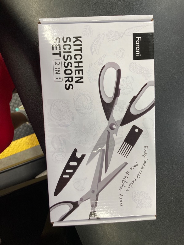 Photo 4 of ***SEE PHOTOS FOR COLOR***Kitchen Scissors Set, Heavy Duty Kitchen Scissors Stainless Steel, Sharp Kitchen Shears & Herb Scissors with Cover for Food Meat Cutting - 2 Pack
