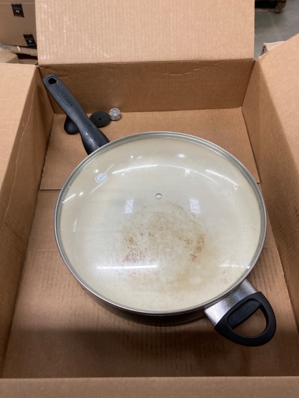 Photo 2 of ***EXTREMELY DIRTY, NEEDS CLEANED*** GreenPan Rio Healthy Ceramic Nonstick 5QT Saute Pan Jumbo Cooker with Helper Handle and Lid, PFAS-Free, Dishwasher Safe, Black