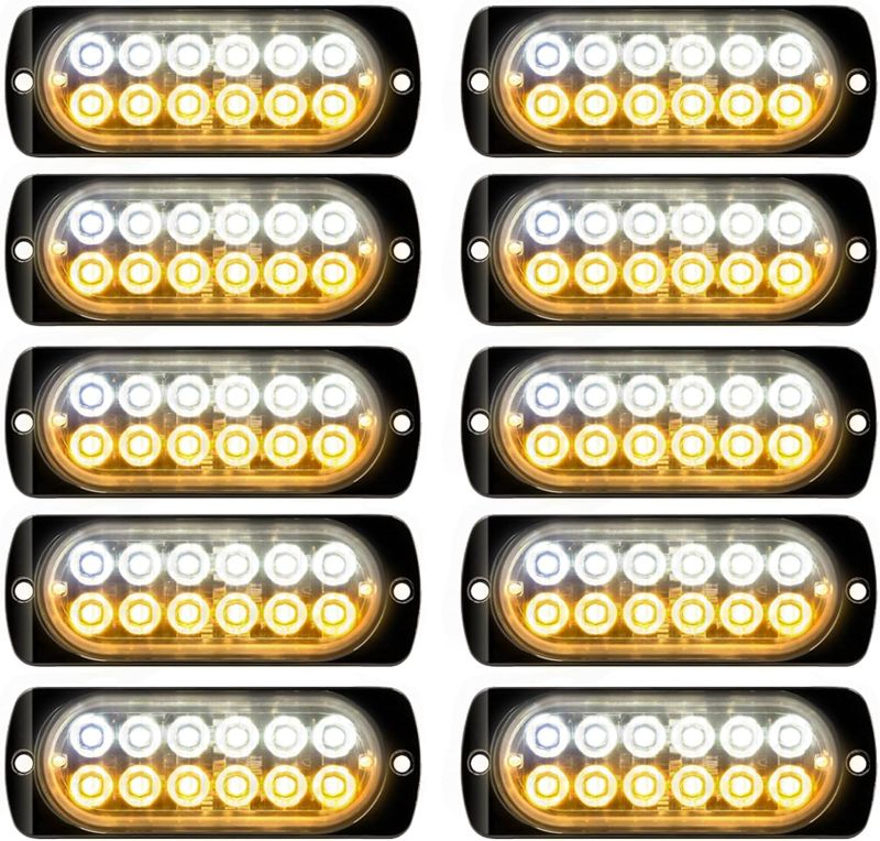 Photo 1 of ***COLOR MAY BE DIFFERENT*** SUHU 10pcs 12v/24v Led Strobe Lights for Trucks, Surface Mount Emergency Strobe Lights for Vehicles, Amber and White Strobe lights for Cars, Trucks and Vehicles