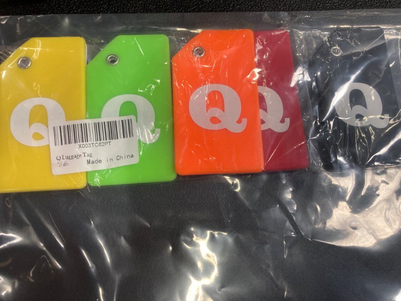 Photo 2 of (photo for reference) Silicone Luggage Tag Initial-Baggage Handbag Travel Suitcase Tags with Name ID Card Quickly to Spot (Letter Q, 5 Packs, multi color)